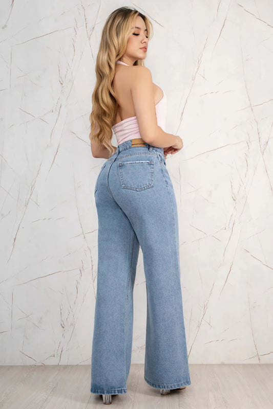 Jeans Palazzo Rígido Mujer con Mariposas R5041 - Guethe08 | Fábrica de Jeans