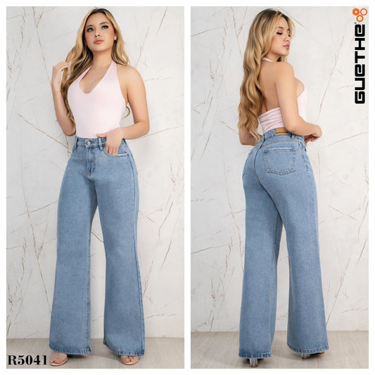 Jeans Palazzo Rígido Mujer con Mariposas R5041 - Guethe08 | Fábrica de Jeans