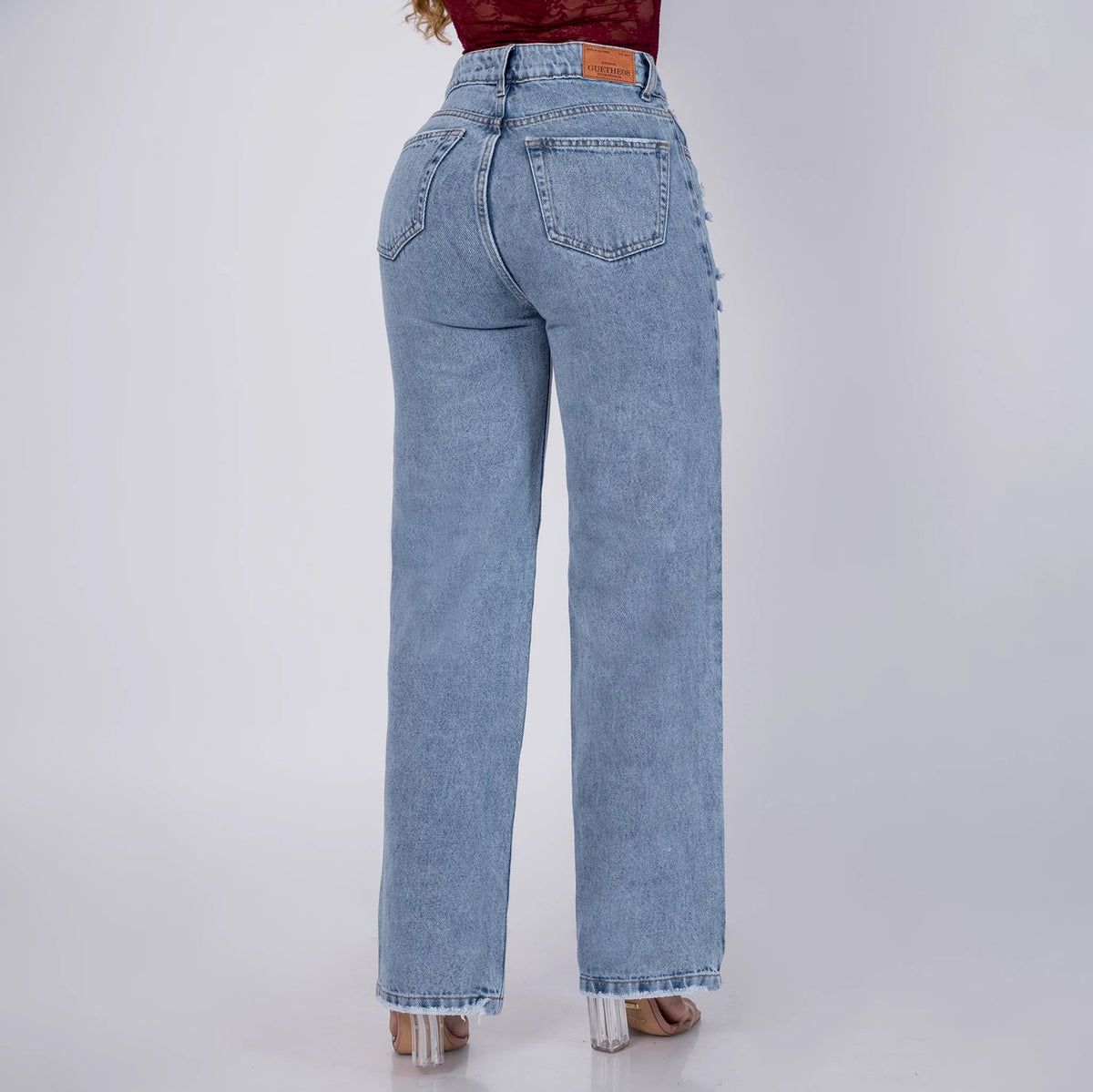 Jeans Rígido Bota Recta Mujer R5053 con Rotos - Jeans Colombianos GUETHE08