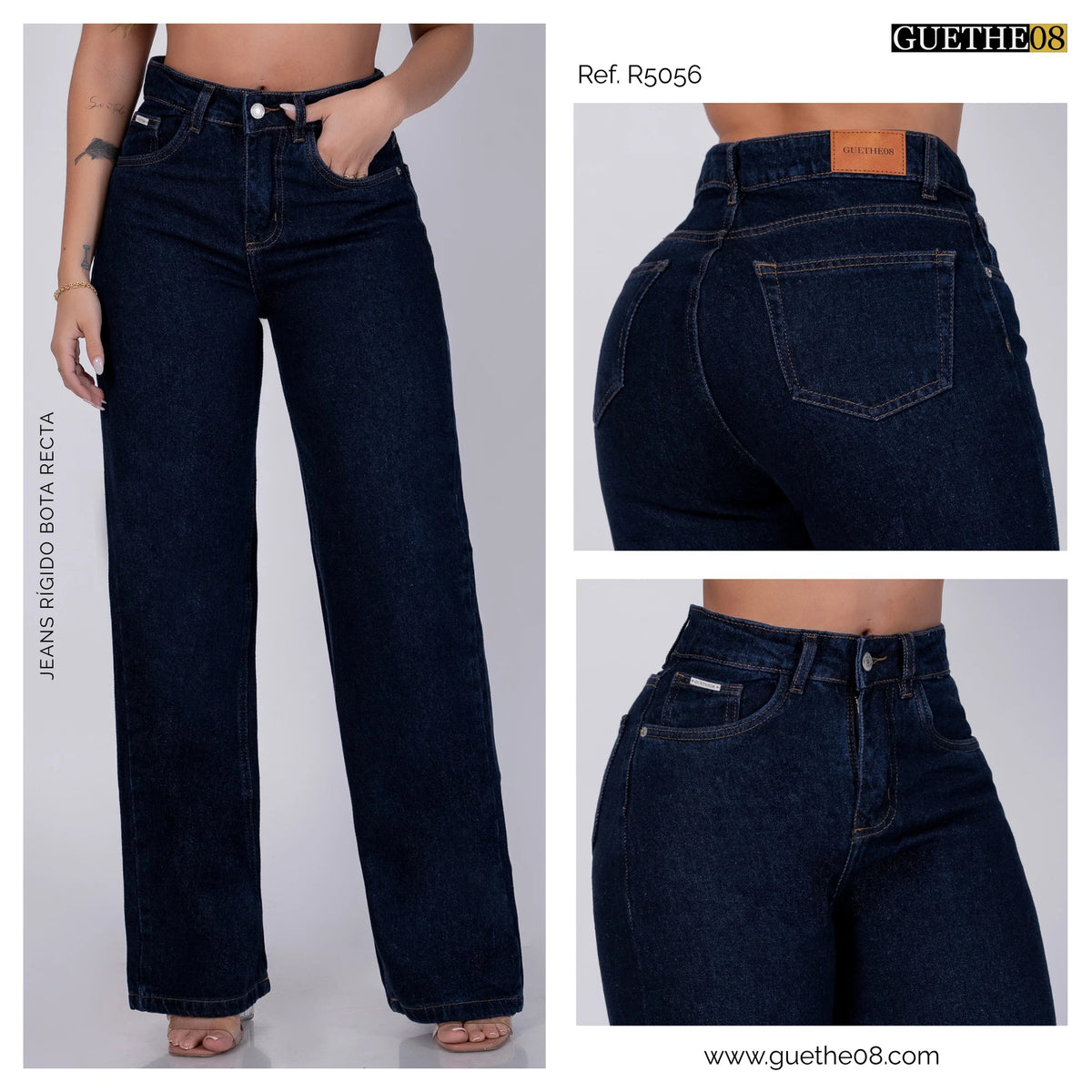 Jeans Rígido Bota Recta Mujer R5056 - Jeans Colombianos GUETHE08