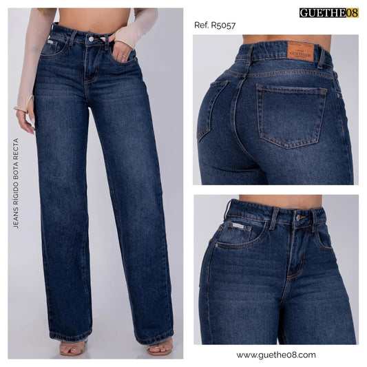 Jeans Rígido Bota Recta Mujer R5057 - Jeans Colombianos GUETHE08