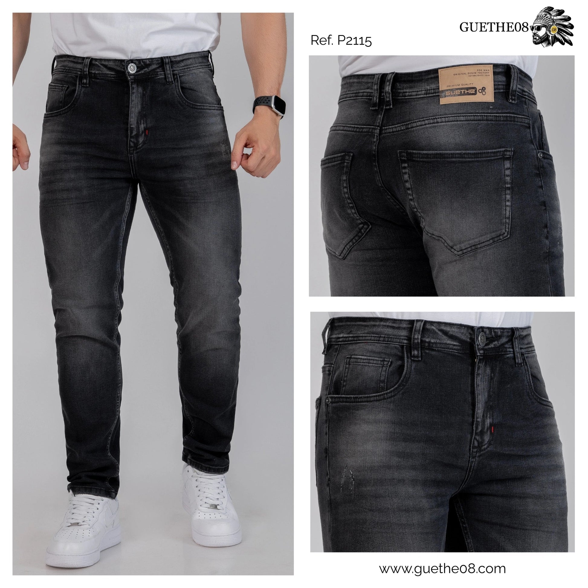 Jeans Skinny Hombre Gris P2115 - Jeans Colombianos GUETHE08