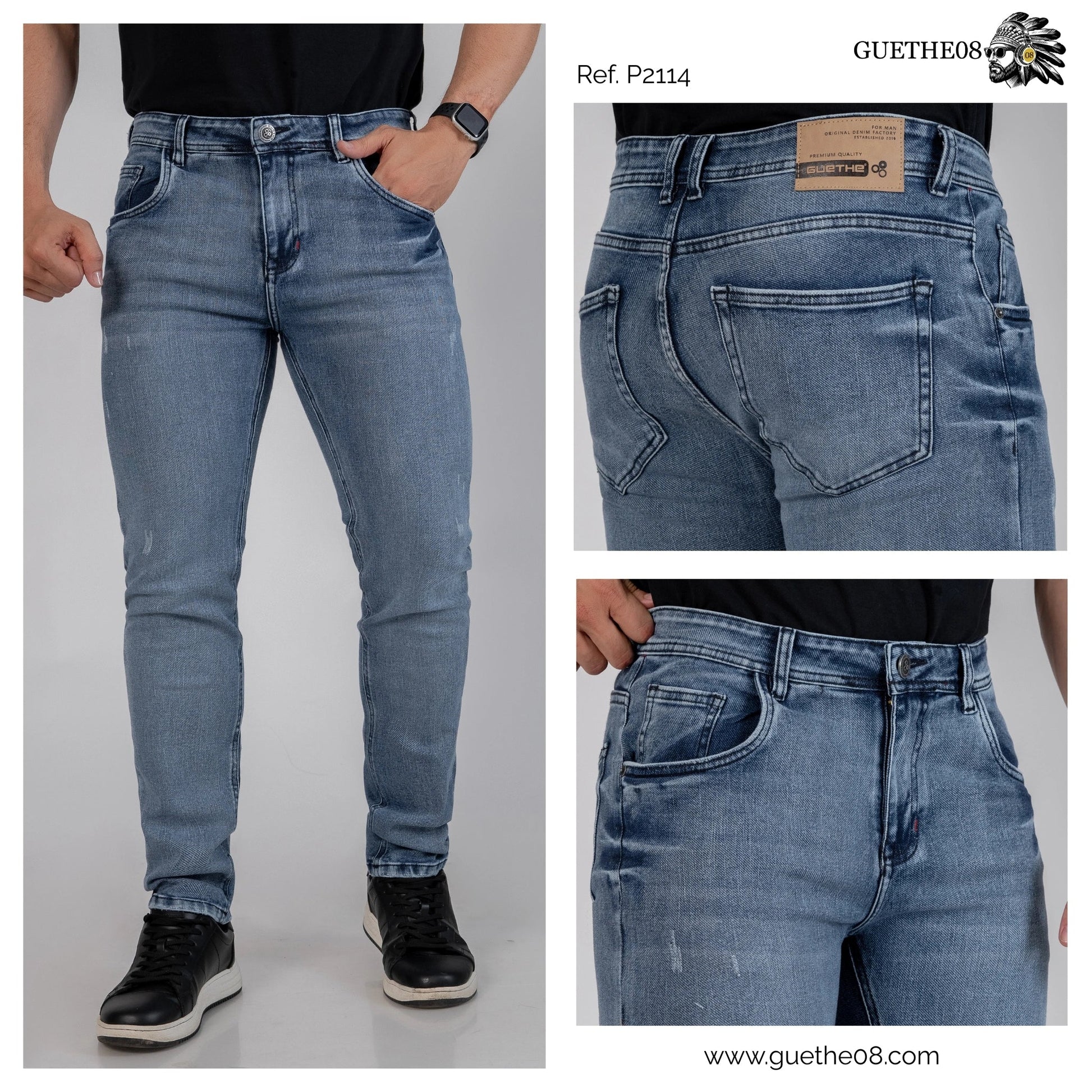 Jeans Skinny Hombre P2114 - Jeans Colombianos GUETHE08