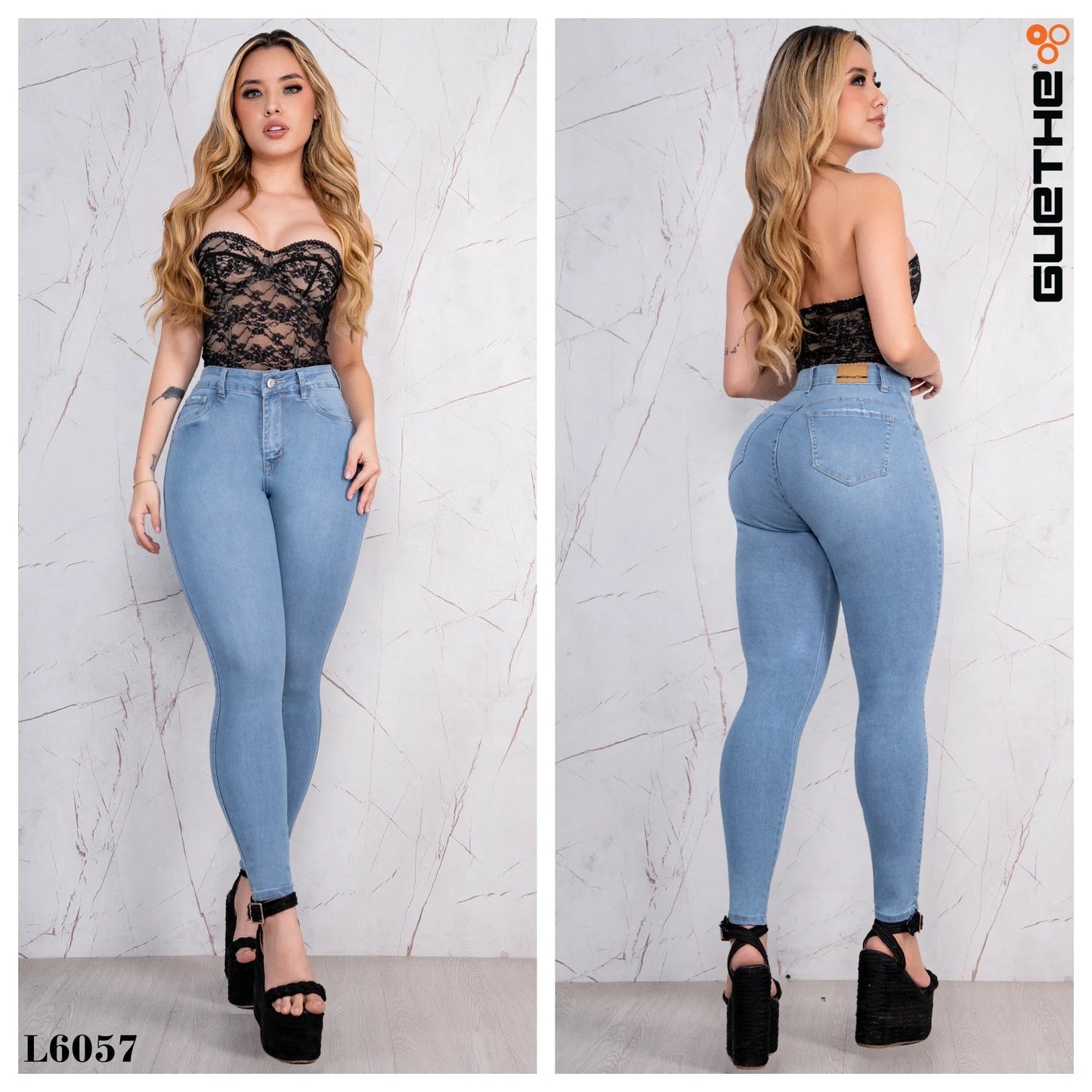 Jeans Skinny Push Up Tiro Alto L6057 - Guethe08 | Fábrica de Jeans