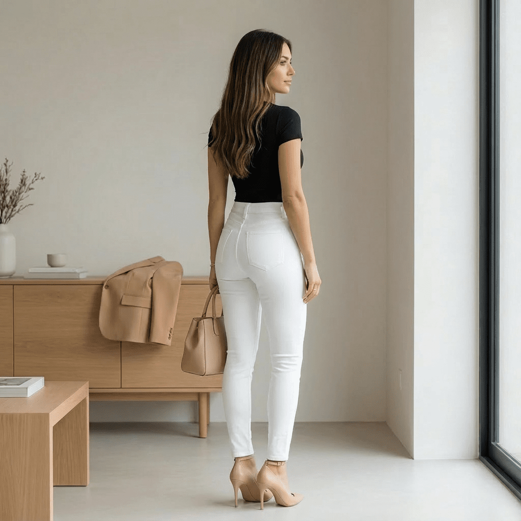 Jeans Skinny Tiro Alto Blanco J1156 - Guethe08 | Fábrica de Jeans