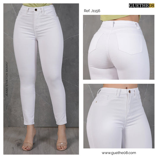 Jeans Skinny Tiro Alto Blanco J1156 - Jeans Colombianos GUETHE08