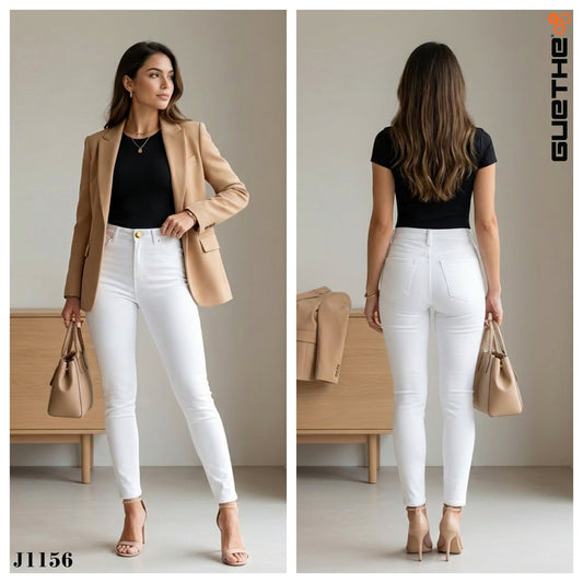 Jeans Skinny Tiro Alto Blanco J1156 - Guethe08 | Fábrica de Jeans