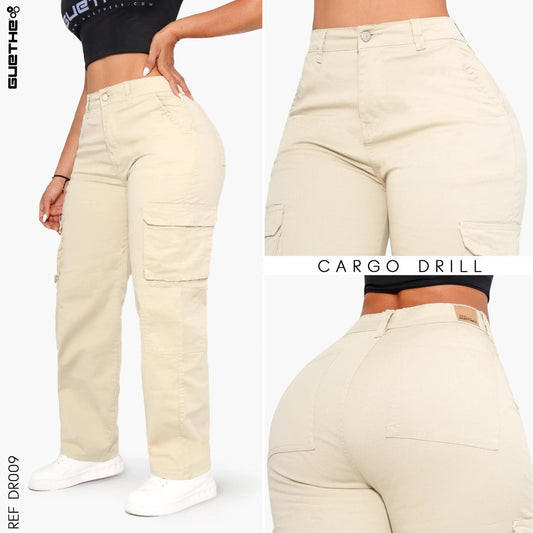 Pantalón Drill Cargo Beige DR009 - Guethe08 | Fábrica de Jeans