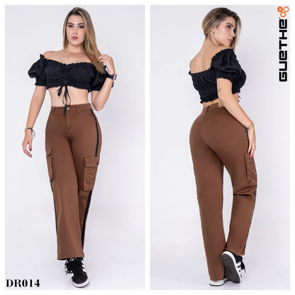 Pantalón Drill Cargo Marrón DR014 - Guethe08 | Fábrica de Jeans
