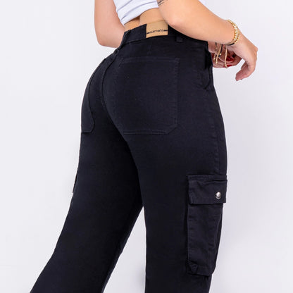 Pantalón Drill Cargo Negro DR013 - Guethe08 | Fábrica de Jeans