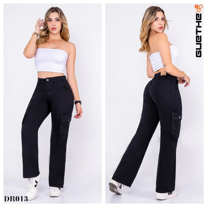 Pantalón Drill Cargo Negro DR013 - Guethe08 | Fábrica de Jeans