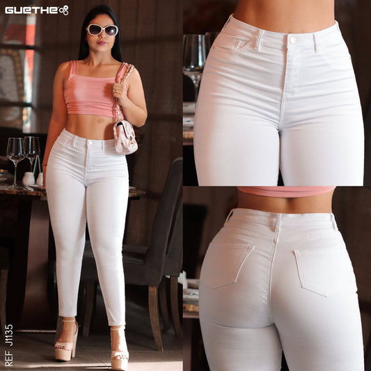 Skinny Jeans Tiro Alto Blanco J1135 - Guethe08 | Fábrica de Jeans